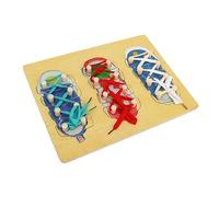 Dilwe Wooden Lacing Shoe Toy, Lacing Shoes Training Board Children Shoelaces Teaching Kit for Toddler