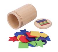 Dilwe Wooden Sorting Puzzle Shape Sorter Fine Motor Skills Educational Toy for 1-3 Year Olds with Drawstring Canvas Bag Vibrant Colors Sensory Matching Game