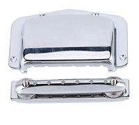 Dilwe Zinc Alloy Electric Guitar Tailpiece Bridge Cover, 6 String Adjustable Archtop Bridge Replacement, Gold Silver Black, for Performance and Sound Enhancement (Silver)