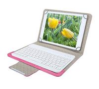 Dilwe1 10'' Tablet Keyboard, 2-in-1 Portable Bluetooth Wireless Keyboard & PU Leather Case, Universal for Tablet and Huge Screen Mobile Phone(Pink)