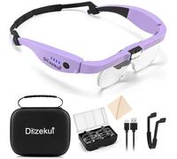 Dilzekui Magnifying Glass with Light, Rechargeable Magnifying Glasses 1.5X-5X Lenses, Magnify Glasses for Close Work with Carry Case, Magnifier Headset Headband Magnifier for Craft Hobby Cross Stitch