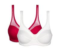 Dim Generous Underwired Women's Bra Comfortable Organic Cotton x2 Cherry Red/White 34B