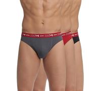 DIM Men's Briefs Set of 3 | Cotton Stretch Comfort | Optimal Support | Label Free Lead grey/Chile red/Black 3XL