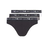 DIM Men's Briefs Set of 3 | Cotton Stretch Comfort | Optimal Support | Label Free Black/Grey/White XL
