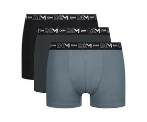 DIM Men's Coton Stretch Respirant Maintien Optimal x3 Boxer Shorts, Noir/Gris Granit/Gris Souris,
