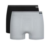 Dim Men's Boxer Seamless Coton X2 Shorts, Black/Sky Grey, M (Pack of 2)