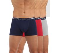 DIM Men's Breathable Stretch Cotton Optimal Support x3 Boxer, Denim Blue/Topaz Red/Steel, L