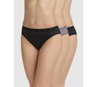 Pack of 3 Les Pockets Knickers in Stretch Cotton Black Print + Taupe Print + Black
