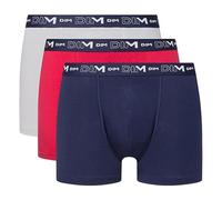 DIM Men's Breathable Stretch Cotton Optimal Support x3 Boxer, Denim Blue/Topaz Red/Steel, L