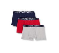DIM Men's Breathable Stretch Cotton Optimal Support x3 Boxer, Denim Blue/Topaz Red/Steel, M