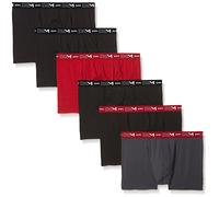 DIM Set of 6 Men's Boxers | Breathable Stretch Cotton | Optimal Fit | Label Free Lead grey/Chile red/Black/Black/Black L