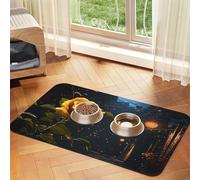 Dim Streets with Golden Roses Pet Feeding Mat Dog Cat Eating Food Absorbent Leather Tablecloth for and Water Bowl Waterproof No Stains Quick Dry Non-Slip 23.62 * 15.75IN