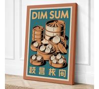 Dim Sum Steamers Vintage Canvas Wall Art Print 24x16 Inch (61 x 41 cm)