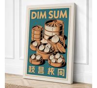 Dim Sum Steamers Vintage Canvas Wall Art Print 24x16 Inch (61 x 41 cm)