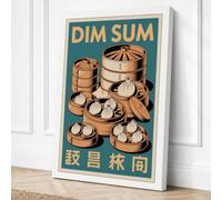 Dim Sum Steamers Vintage Canvas Wall Art Print 30x20 Inch (76 x 51 cm)