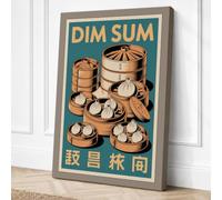 Dim Sum Steamers Vintage Canvas Wall Art Print 30x20 Inch (76 x 51 cm)