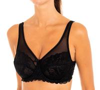 DIM Woman - Generous Essential Bra x1 | Underwired | Comfortable Support | Lace & Transparent Tulle Black 38DD