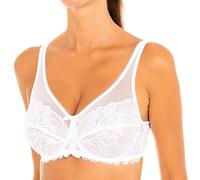 DIM Woman - Generous Essential Bra x1 | Underwired | Comfortable Support | Lace & Transparent Tulle White 36D