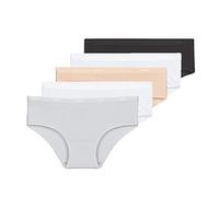 DIM Women's Boxer Set of 5 | Les Pockets Ecodim Soft Touch | Cotton Stretch | Extra Flat Finishes | Everyday Comfort | Multicoloured Black/Skin/White/Grey/White XL