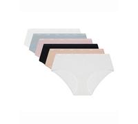 DIM Women's Boxer Set of 6 | Les Pockets Ecodim Cotton Comfortable & Soft | Invisible Belt | Extra Flat Finishes | Multicoloured Basic Pack M