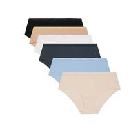 Dim Women's Boxer Set of 6 | Les Pockets Ecodim Cotton Comfortable & Soft | Invisible Belt | Extra Flat Finishes | Multicoloured Lot Blue Shirt L