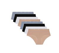 Dim Women's Boxer Set of 8 | Les Pockets Ecodim Cotton Comfortable & Soft | Invisible Belt | Extra Flat Finishes | Multicoloured Black/White/Grey/Skin S