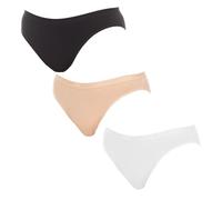 DIM Women's Les Pockets Ecodim Cotton Comfortable x3 Brief, White/Skin/Black, L