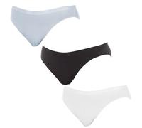 DIM Women's Les Pockets Ecodim Cotton Comfortable x3 Brief, Black/White/Grey, L