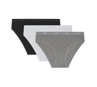 DIM Women's Les Pockets Ecodim Cotton Comfortable x3 Brief, Black/White/Grey, L
