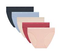 Dim Women's Briefs Set of 5 | Les Pockets Ecodim | Cotton & Elastane | Comfort Belt | Multicoloured | Invisible Under Clothes RSE Baller/SIL/BGE/Bl Che/Gr Gra L