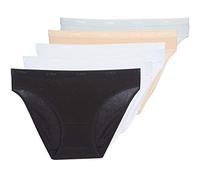 DIM Women's Les Pockets Ecodim Cotton Classic x5 Brief, Black/Skin/White/Grey/White, L