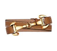 DIMACCI Calfskin Snaffle Bracelet | Alba Collection in Cognac Gold Look Stainless Steel | Equestrian Jewellery in Gift Box | Engraved