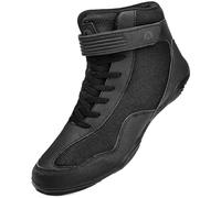 DimaiGlobal Men's Wrestling Shoe Fitness Sneaker Boxing Shoes Zero Drop Sole High Top Fighting Shoes Taekwondo Karate Martial Arts Training Shoes, All Black, 12.5