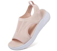 DimaiGlobal Sandals Womens Summer Washable Slingback Orthopedic Slide Platform Sport Sandals With Arch Support Wedge Walking Sandals Casual Thick Bottom Comfy Knit Sandals 4UK Pink
