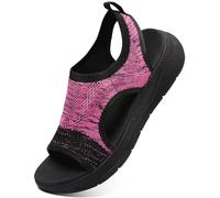 DimaiGlobal Sandals Womens Summer Washable Slingback Orthopedic Slide Platform Sport Sandals With Arch Support Wedge Walking Sandals Casual Thick Bottom Comfy Knit Sandals 7.5UK Rose