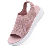 DimaiGlobal Women's Walking Sandals with Arch Support Orthopedic Platform for Plantar Fasciitis Slingback Sport Sandals Summer Washable Knit with Adjustable Straps Outdoor Casual 6UK Pink
