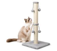 Dimaka 74cm Tall Cat Scratching Post, Scratch Post for Large Cats with 4 Teasing Hanging Ball, Natural Sisal Rope (Vertial Tree)