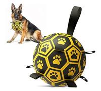 Diman Dog Balls Toys: Soccer Balls for Dogs with Straps, Outdoor Dog Toys, Waterpool Ball, Interactive, Training, Pet Birthday Gifts for Smll Medium Large (Black,Yellow)