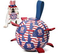Diman Dog Toy Soccer Ball : Outdoor Dog Toys, Dog's Independence Day Gift, Dogs Soccer Ball with Straps for Tug of War, Pet Birthday Gift for Small Medium (6 Inch)