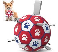Diman Interactive Dog Toys Ball, Dog Soccer Balls with 9 Nylon Straps Indoor Outdoor Dog Toys for Small Medium Large Dogs Gifts for Birthday Christmas Pet Fetch Ball Toys Hand Pump Included (6 inch)