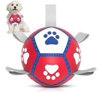Diman Premium Dog Toys Soccer Ball with Straps,Interactive Dog Balls for Tug of War, Yard Games, Dog Waterpool Toy, Herding Ball for Small Dogs, Pet Birthday Gifts Boredom Buster (5inch)