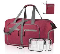 Dimayar 40L/65L/85L/115L Duffle Bag - Foldable Duffel Bag with Shoes Compartment Travel Duffle Bag Waterproof & Tear Resistant, B Red, 85L