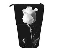 DIMDTBMT Telescopic Pencil Case - Monochrome Rose - Standing Pencil Holder,Stationery Bag Pencil Pouch Organizer Makeup Bag for Boys Girls Teens Students and Office