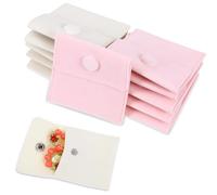 Dimeho 12pcs Microfiber Jewelry Pouch, 7x7cm Jewelry Packaging Bag Luxury Small Jewelry Gift Bags Package Snap Button with Divider Small Jewelry Pouch Envelope Style Packaging for Bracelet Necklace