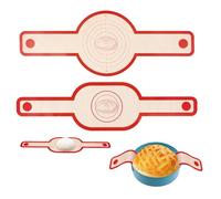Dimeho 2 Pcs Non-Stick & Easy Clean Bread Baking Mat Reusable Silicone Bread Sling Oval and Round for Dutch Oven Set with Long Handles Transfer Sourdough Mat Tools Supplier Liner (Red)