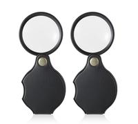 Dimeho 2 Pcs Small Magnifying Glass 4X Mini Pocket Magnify Glass Portable Folding Magnifier with Rotating Protective Sheath Gift for Reading Close Work Book Jewelry Repairing Christmas