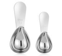 Dimeho 2 Pcs Stainless Steel Coffee Scoop, 1 Tablespoon 2 Tablespoon Measuring Spoon Multi-Purpose Coffee Scoops Short Handle Tablespoons for Coffees Tea Sugar Flour Jars, Silver