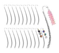 Dimeho 20 Pcs Metal Bookmark Antique Silver Carved Hook Book Mark Vintage Embossed Reading Page Markers Hairpin Pendants Jewelry Making Charms Accessories for Bookworm DIY Crafting