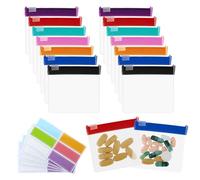 Dimeho 20 Pcs Pill Pouch Bags Set Zippered Pill Pouches with Label Reusable Travel Medicines Organizer Pills Baggies with Slide Lock Translucent Self Sealing Plastic Pill Bags for Pills Storage