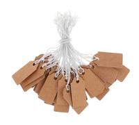 Dimeho 200 Pcs Price Tags, Kraft Paper Hang Tags with Elastic String Attached Writable Display Label Marking Strung Tags for Product Clothes Jewelry Price Labels Craft Tag (1.02 × 0.51 Inch, Brown)
